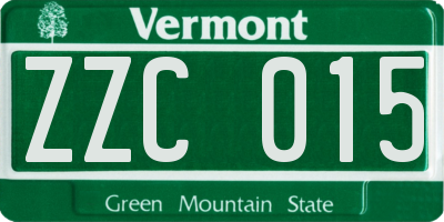 VT license plate ZZC015