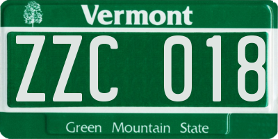 VT license plate ZZC018
