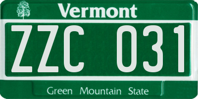 VT license plate ZZC031