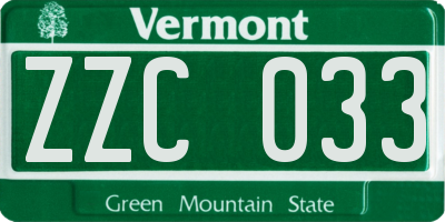 VT license plate ZZC033