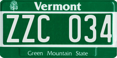 VT license plate ZZC034