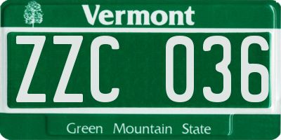 VT license plate ZZC036