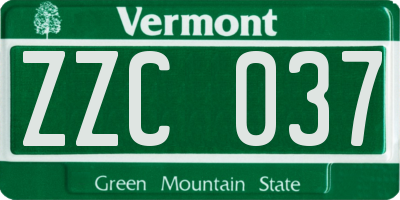 VT license plate ZZC037