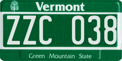 VT license plate ZZC038