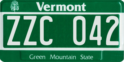 VT license plate ZZC042