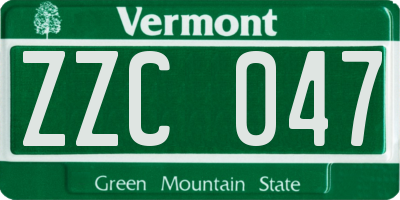 VT license plate ZZC047