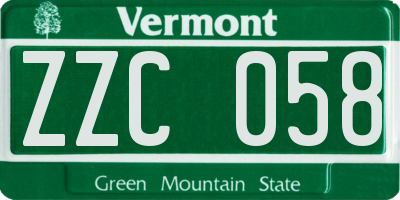 VT license plate ZZC058