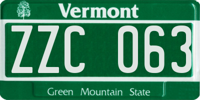 VT license plate ZZC063