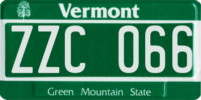 VT license plate ZZC066