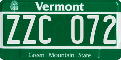 VT license plate ZZC072