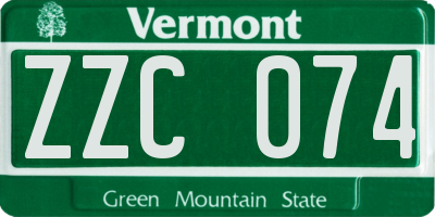 VT license plate ZZC074