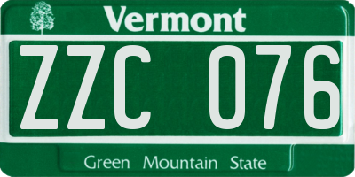 VT license plate ZZC076
