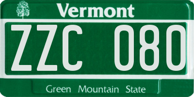 VT license plate ZZC080