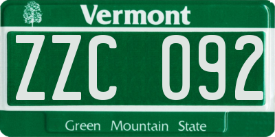 VT license plate ZZC092