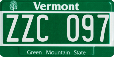 VT license plate ZZC097