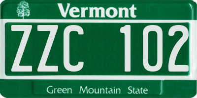 VT license plate ZZC102