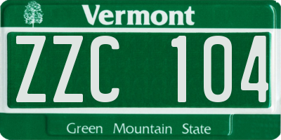 VT license plate ZZC104
