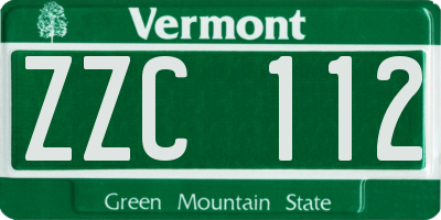 VT license plate ZZC112