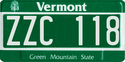 VT license plate ZZC118