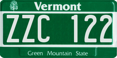 VT license plate ZZC122
