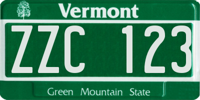 VT license plate ZZC123