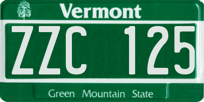 VT license plate ZZC125