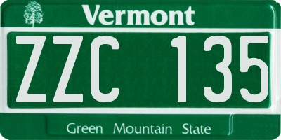 VT license plate ZZC135