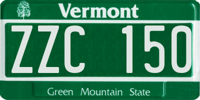 VT license plate ZZC150