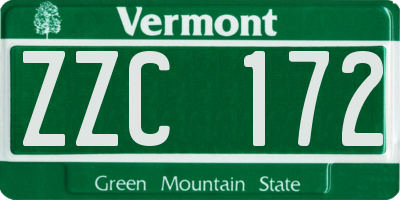 VT license plate ZZC172