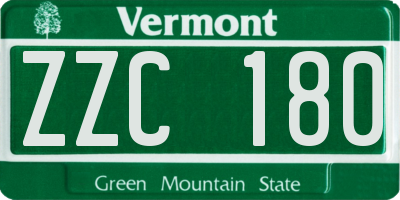 VT license plate ZZC180