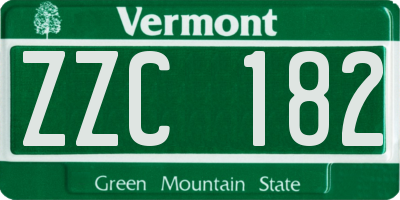 VT license plate ZZC182