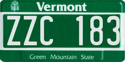 VT license plate ZZC183