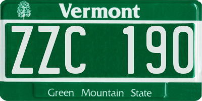 VT license plate ZZC190