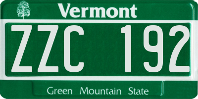 VT license plate ZZC192