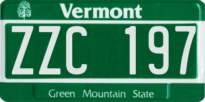 VT license plate ZZC197