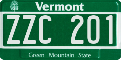 VT license plate ZZC201