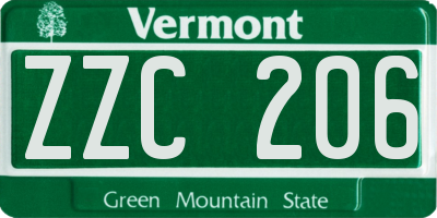 VT license plate ZZC206