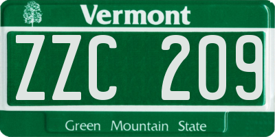 VT license plate ZZC209