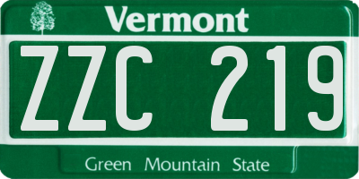 VT license plate ZZC219