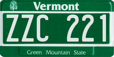 VT license plate ZZC221