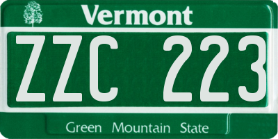 VT license plate ZZC223