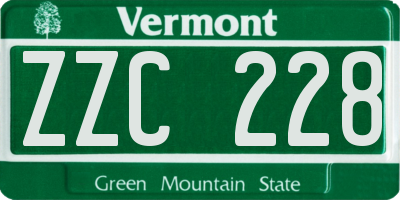VT license plate ZZC228