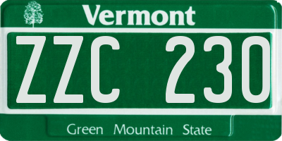 VT license plate ZZC230
