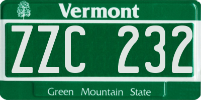 VT license plate ZZC232