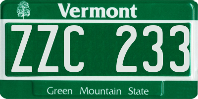 VT license plate ZZC233