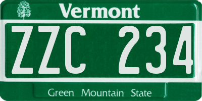 VT license plate ZZC234