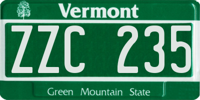 VT license plate ZZC235