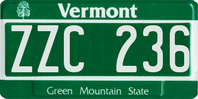 VT license plate ZZC236