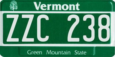 VT license plate ZZC238