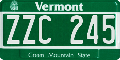 VT license plate ZZC245